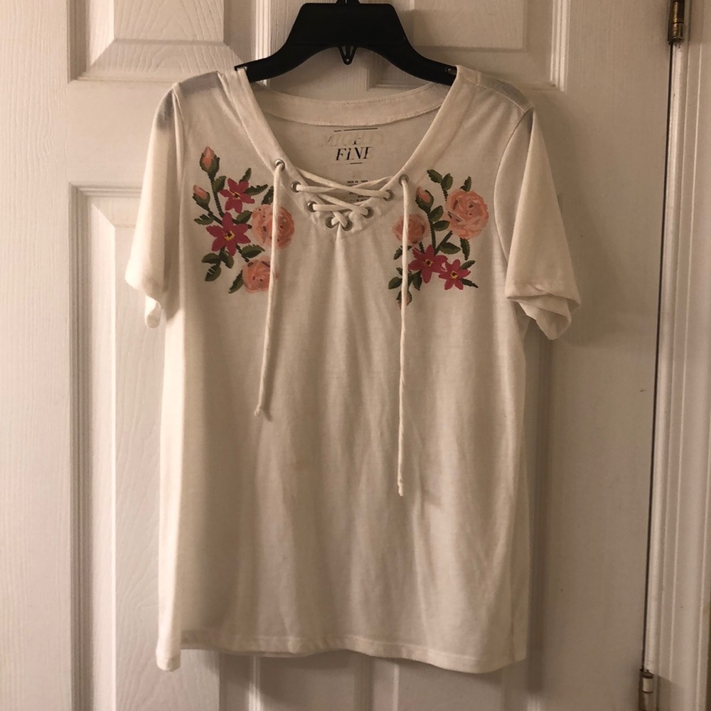 cute white blouse with flowers